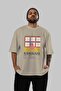 Kamikaze Cocktail Front Printed Beige Oversize T-Shirt Men Women Cotton Crew Neck Tshirt - 5