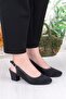 86004 Nur Lace Stone Detailed Open Back Low Heeled Women's Shoes - 3