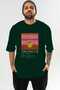 Tiki Mai Tai Cocktail Front Printed Green Oversize T-Shirt Men Women Cotton Crew Neck T-Shirt