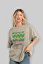 Aperol Spritz Cocktail Front Printed Beige Oversize T-Shirt Men Women Cotton Crew Neck Tshirt - 4