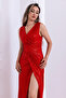 Sequin Fish Tail Evening Dress - Red - 3