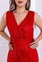 Sequin Fish Tail Evening Dress - Red - 2