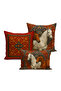 Classic Horse Series Double Sided Digital Printed Set of 3 Throw Pillow Covers (Horse)