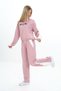 Girl's 100% Cotton Hooded Snap Detailed Bottom & Top Tracksuit Set-179