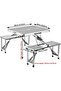 One Piece Design Folding Table and 4 Seats Stools, Portable Outdoor Picnic Table, Lightweight Alumin - 3