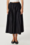 Lacing Detailed Flared Woven Skirt Lfg0042 Black - 4