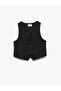 V-Neck Sleeveless Viscose Blended Bow Detailed Vest