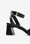 Miraluna Black Leather Ankle Buckle Detail Women's Block Heel Piece Shoes - 2