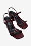 Belina Burgundy Patent Leather Thin Strap Women's K Block Heel U Shoes - 7