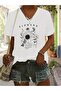 Flowers Printed Women's Oversize V-Neck T-Shirt