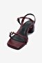 Belina Burgundy Patent Leather Thin Strap Women's K Block Heel U Shoes - 2