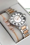 Steel Cord Steel Case Women Wrist Watch, 3 Atm Waterproof Silver-Rose Zmfer195 - 3