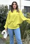 Women's yellow Double Wide Cuff, Bat Sleeve, Ornamental Pocket Detail, Loose Blouse - 4
