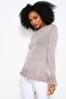 Vison Round Neck, Knit Blouse with Ruffle Sleeve and Hem Detail - 5
