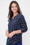 Women's Navy Blue Crepe Blouse with Slit Collar, Three Quarter Sleeves, Polka Dots and Wear Out - Suitable for Hijab - 4