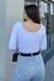 Women's White Front and Back Deep Low-cut Collar, Regular Cut, Anti-Sweat, Cotton Combed Blouse - 6