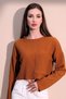 Women's Mustard Long Sleeve Self Textured Pocket Crop Sweatshirt, Loose Cut Blouse - 7