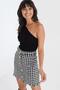 Women's Black Button Detailed Houndstooth Patterned Mini Short Knitwear Body - 3