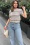 Women's Green Short Sleeve, Anti-Sweat, Loose Fit, Knitwear Knitted Blouse - 5