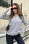 Women's Gray Soft Texture Buttoned Knitwear Sweater, Long Sleeve, Regular Cut, Standard Size
