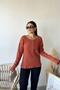 Women's Brick Soft Texture, Buttoned Crew Neck, Regular Cut Knit Sweater, Blouse - 5