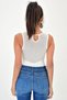 Women's White Casual Style Lace Detailed Zero Sleeve Body Fit Blouse - 6