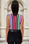 Multi-Coloured V-Neck Color-Blocking Sleeveless Double-Breasted Blouse - 2