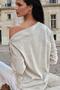 Beige Asymmetrical Cutout Long Sleeve Blouse with Button Detail - 2