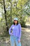 Women's Lilac Hands with Gloves Detail, Asymmetric Cut, Crew Neck, Skirt Pleated, Loose Sports Blouse - 5