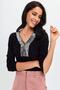 Women's Black V-Neck Long Sleeve Sequin Detailed Regular Cut Standard Length Blouse - 7