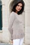 Vison Round Neck, Knit Blouse with Ruffle Sleeve and Hem Detail - 4