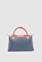 Neylo Leather Cross Strap Handbag with Zipper and Magnet Closure Navy Blue Tan - 4