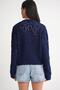 6934 Women's Diamond Patterned Seasonal Openwork Cardigan Navy Blue - 7