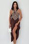 Women's Brown Top Knitwear Skirt Crepe Fabric Dress (Slim Fit) - 5