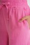 4286 Women's Wide Leg Elastic Waist Muslin Palazzo Pants Pink - 4