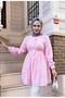 Women's Buttoned Belt Detailed Pink Shirt