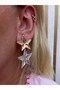Hanging Big Star Model Two Color Brass Plated Earrings - 2