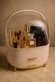 Cream Color Lid Makeup Organizer–3-Tier, Clear Dome, Drawer and Portable Organizer - 5