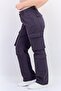 Women Regular Straight Fit Solid Cargo Pants, Grey - 2