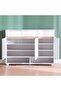 Bill 3-Door & 3-Drawer Shoe Cabinet - Chic White/Oak, Stylish Storage for 22 Pairs, 120x40x90cm - 4