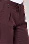 Women Regular Fit Solid Straight Leg Pants, Burgundy - 3