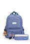 Set of 2 School Bags for Girls, Multi-Compartment Backpack, School Bag and Pen Holder 07Pc344