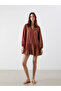 Lcw Vision Brown Scoop Neckline Embroidery A-Line Mini Dress - 2
