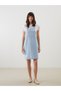 Lcw Comfort Indigo Square Collar Straight Strap Women's Jean Salopet Dress