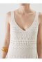 Vizyon New Season V-Neck Openwork Women's Knitwear Dress - 6