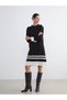 Black Crew Neck Color Block Knitwear Dress - 3