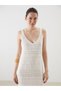 Vizyon New Season V-Neck Openwork Women's Knitwear Dress - 4
