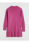 Fuchsia Stand Collar Women's Knitwear Tunic - 8