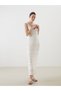 Vizyon New Season V-Neck Openwork Women's Knitwear Dress