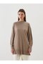 Beige Stand Collar Women's Knitwear Tunic - 5